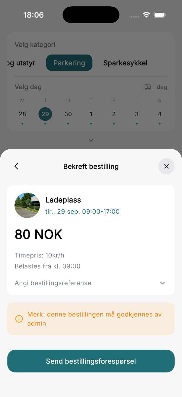 App: ladeplass med timepris