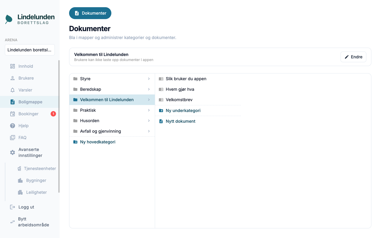 Backoffice: dokumentbibliotek